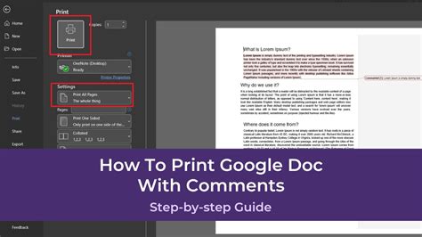 can you print a google doc with comments